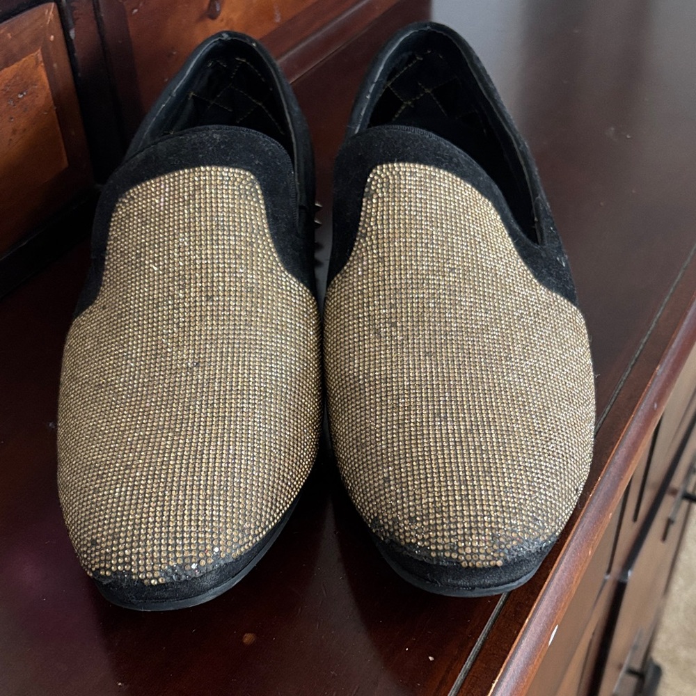 Luxurious Black and Gold Men's Slip-On Loafers